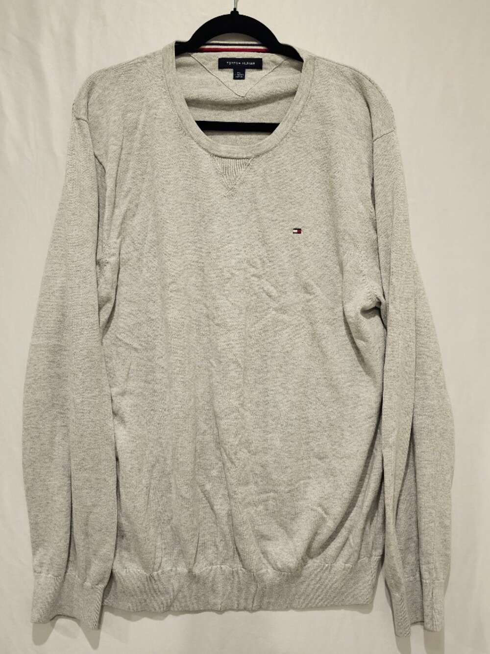 Tommy Hilfiger Men's Gray Crewneck Sweater Size XXL Lightweight Long Sleeve